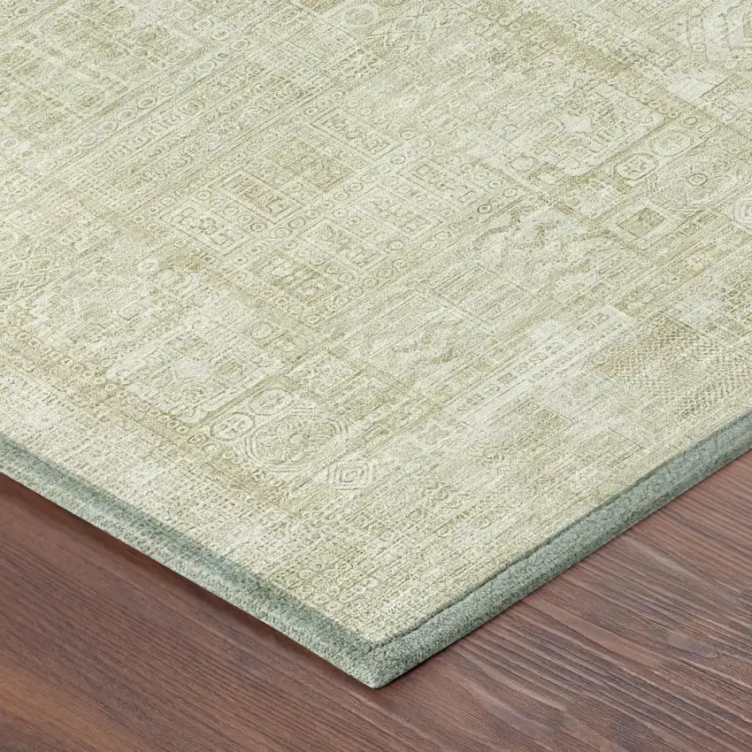 Wheat And Gold Oriental Washable Indoor Outdoor Area Rug Photo 3