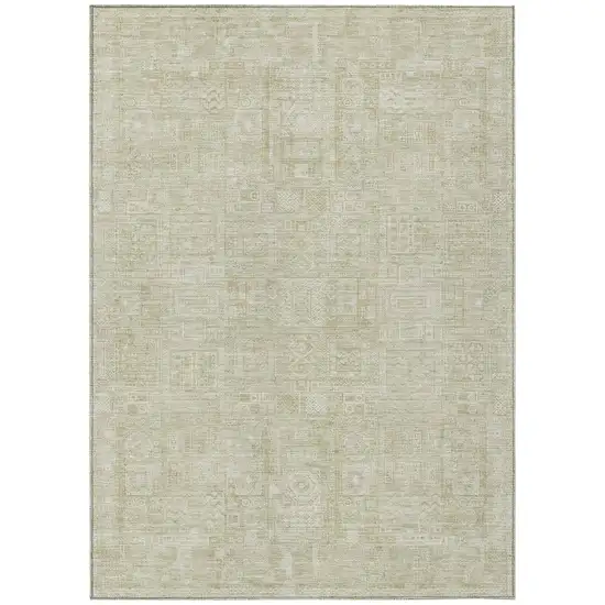 Wheat And Gold Oriental Washable Indoor Outdoor Area Rug Photo 2