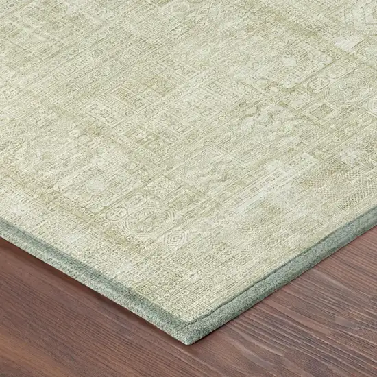 Wheat And Gold Oriental Washable Indoor Outdoor Area Rug Photo 3