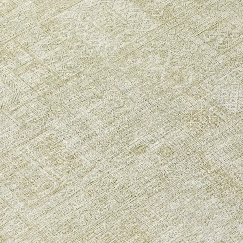 Wheat And Gold Oriental Washable Indoor Outdoor Area Rug Photo 4