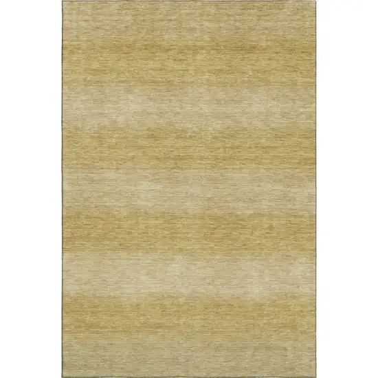 Wheat And Gold Striped Washable Area Rug With UV Protection Photo 5