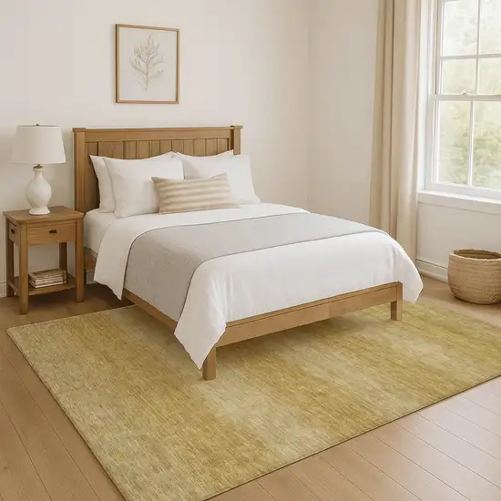 Wheat And Gold Striped Washable Area Rug With UV Protection Photo 4