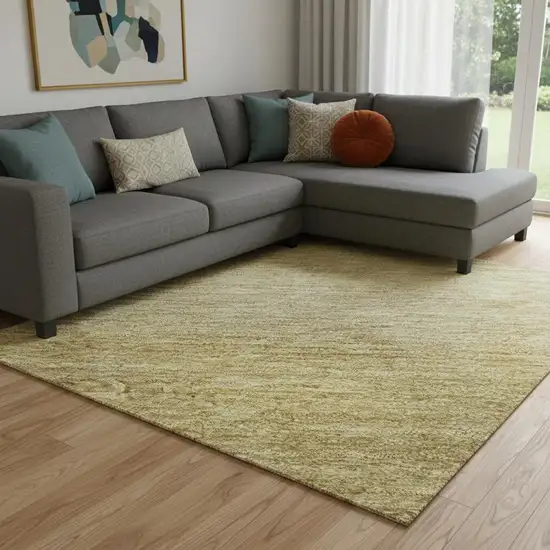 Wheat And Gold Striped Washable Area Rug With UV Protection Photo 2