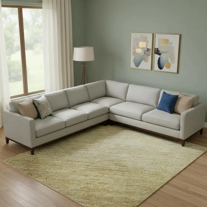 Wheat And Gold Striped Washable Area Rug With UV Protection Photo 2