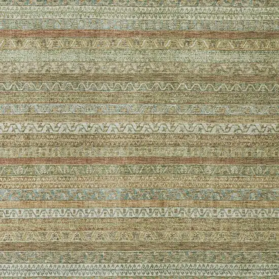 Wheat And Gold Striped Washable Indoor Outdoor Area Rug Photo 3