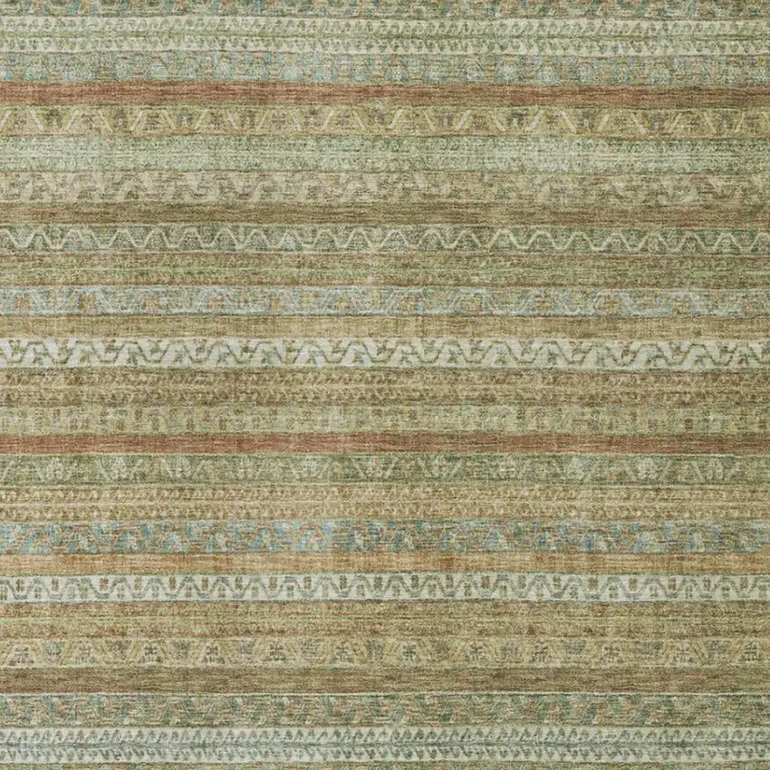 Wheat And Gold Striped Washable Indoor Outdoor Area Rug Photo 3