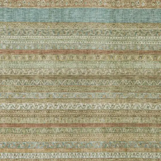 Wheat And Gold Striped Washable Indoor Outdoor Area Rug Photo 3