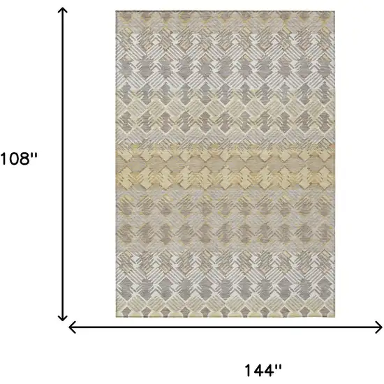 Wheat And Gold Striped Washable Indoor Outdoor Area Rug Photo 5