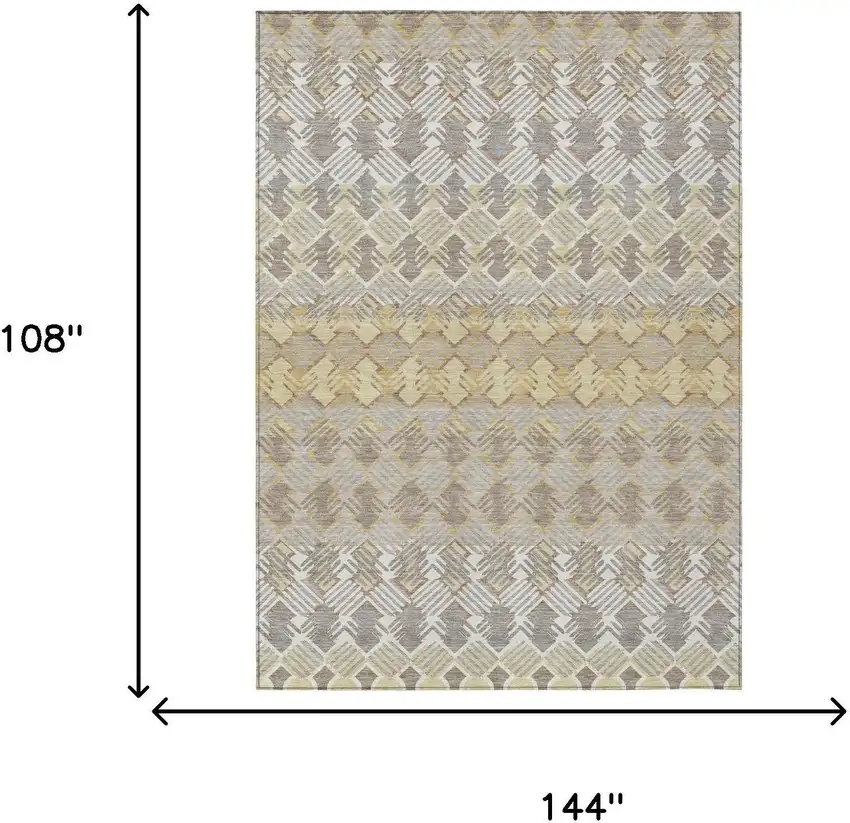 Wheat And Gold Striped Washable Indoor Outdoor Area Rug Photo 5