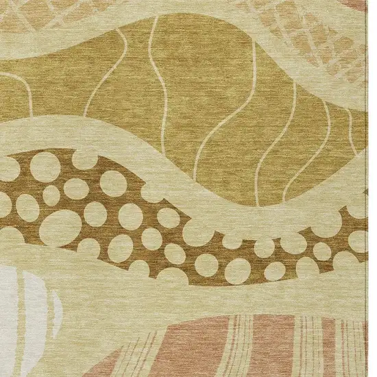 Wheat And Graphite Abstract Washable Indoor Outdoor Area Rug Photo 3