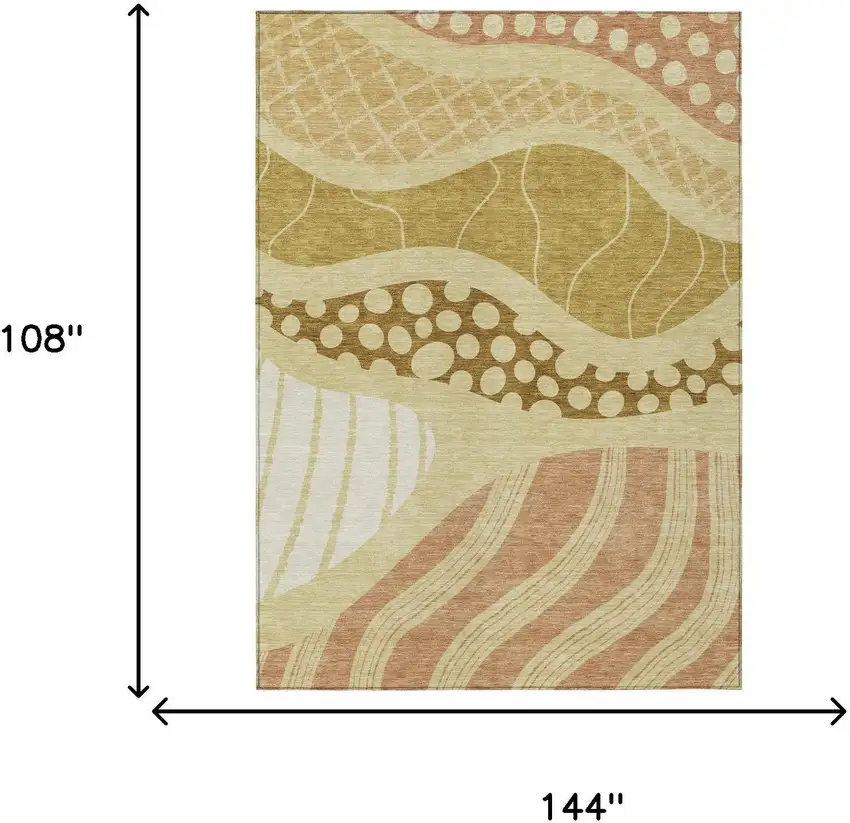 Wheat And Graphite Abstract Washable Indoor Outdoor Area Rug Photo 9