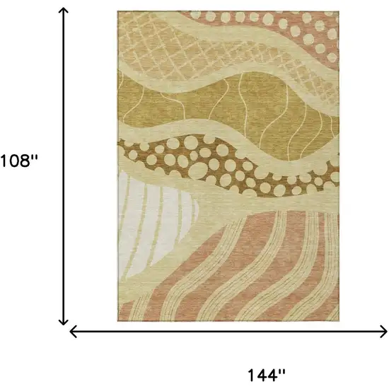 Wheat And Graphite Abstract Washable Indoor Outdoor Area Rug Photo 9