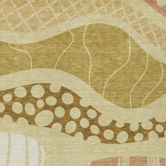 Wheat And Graphite Abstract Washable Indoor Outdoor Area Rug Photo 3