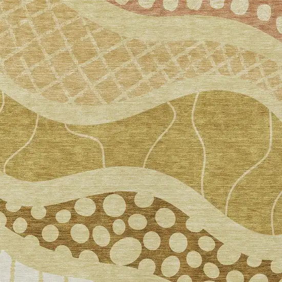 Wheat And Graphite Abstract Washable Indoor Outdoor Area Rug Photo 5