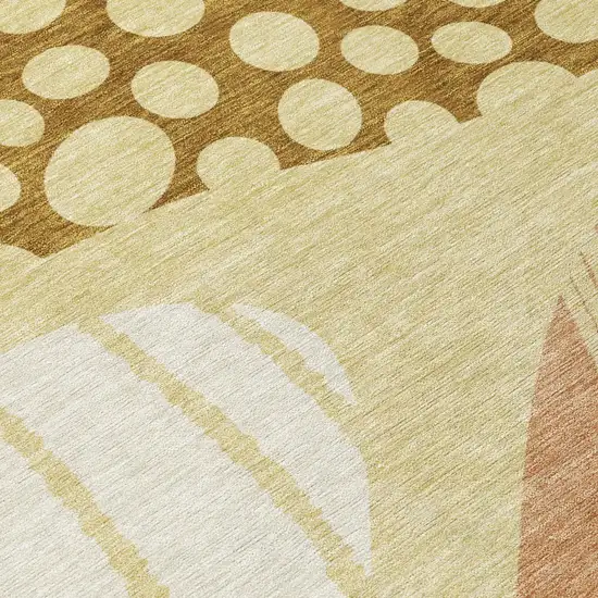 Wheat And Graphite Abstract Washable Indoor Outdoor Area Rug Photo 8