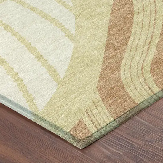 Wheat And Graphite Abstract Washable Indoor Outdoor Area Rug Photo 7