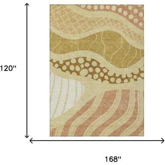 Wheat And Graphite Abstract Washable Indoor Outdoor Area Rug Photo 9