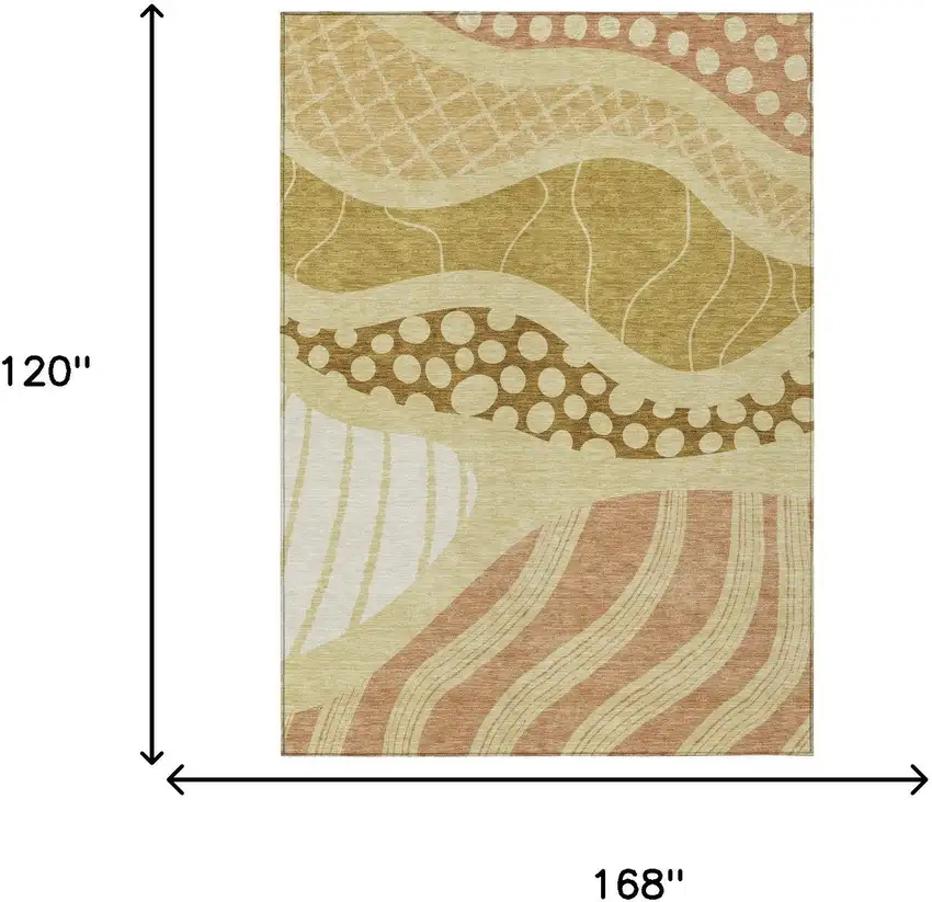 Wheat And Graphite Abstract Washable Indoor Outdoor Area Rug Photo 9
