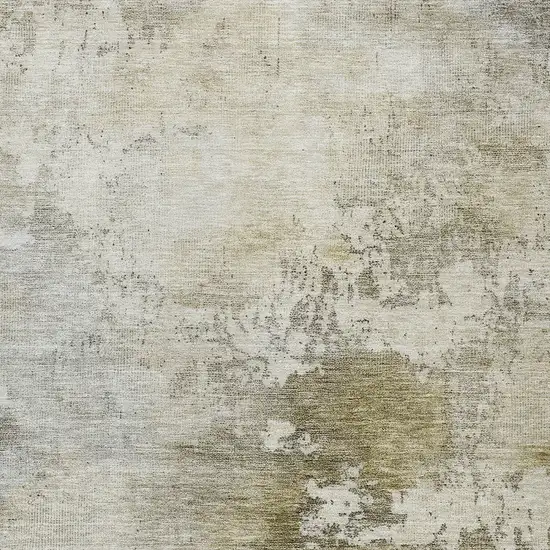 Wheat And Gray Abstract Washable Indoor Outdoor Area Rug Photo 6