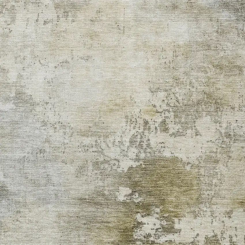 Wheat And Gray Abstract Washable Indoor Outdoor Area Rug Photo 6