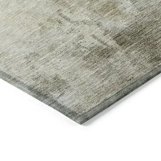 Wheat And Gray Abstract Washable Indoor Outdoor Area Rug Photo 5