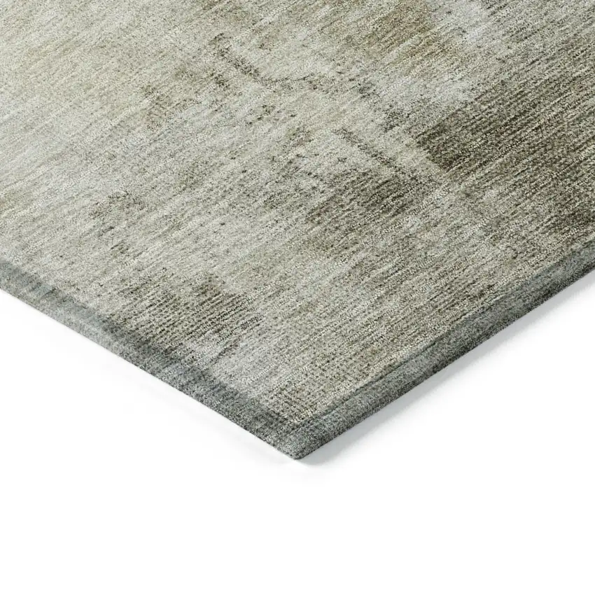 Wheat And Gray Abstract Washable Indoor Outdoor Area Rug Photo 5