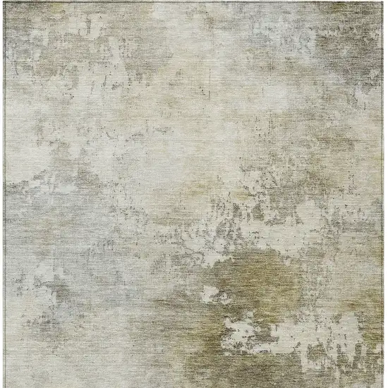 Wheat And Gray Abstract Washable Indoor Outdoor Area Rug Photo 6