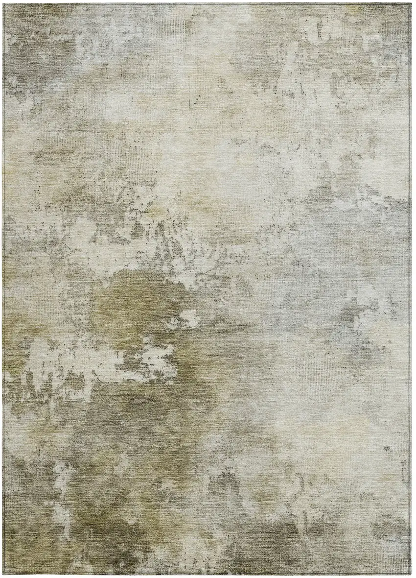 Wheat And Gray Abstract Washable Indoor Outdoor Area Rug Photo 7
