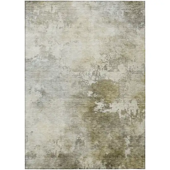 Wheat And Gray Abstract Washable Indoor Outdoor Area Rug Photo 2