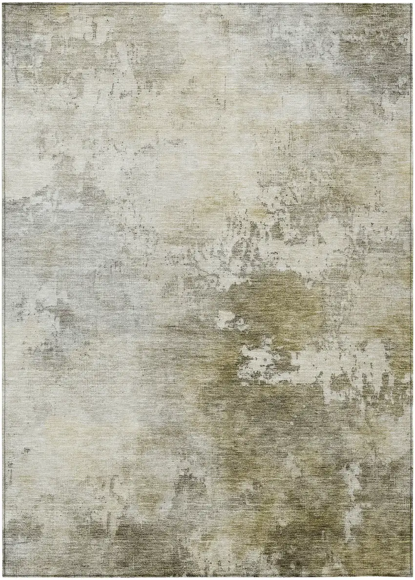 Wheat And Gray Abstract Washable Indoor Outdoor Area Rug Photo 2