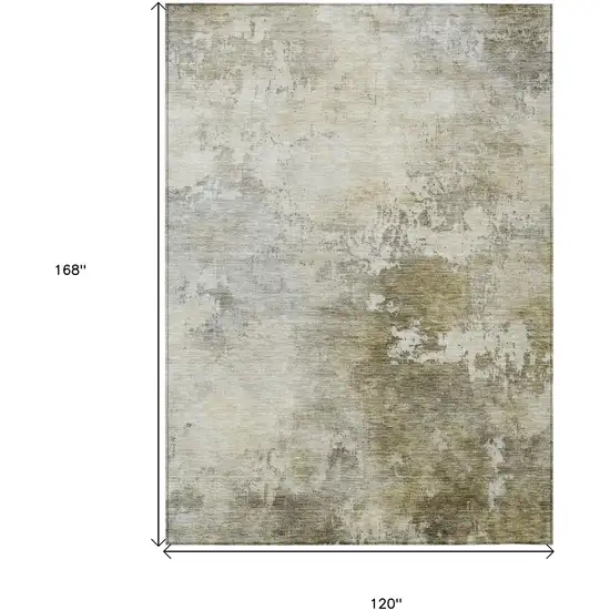Wheat And Gray Abstract Washable Indoor Outdoor Area Rug Photo 3