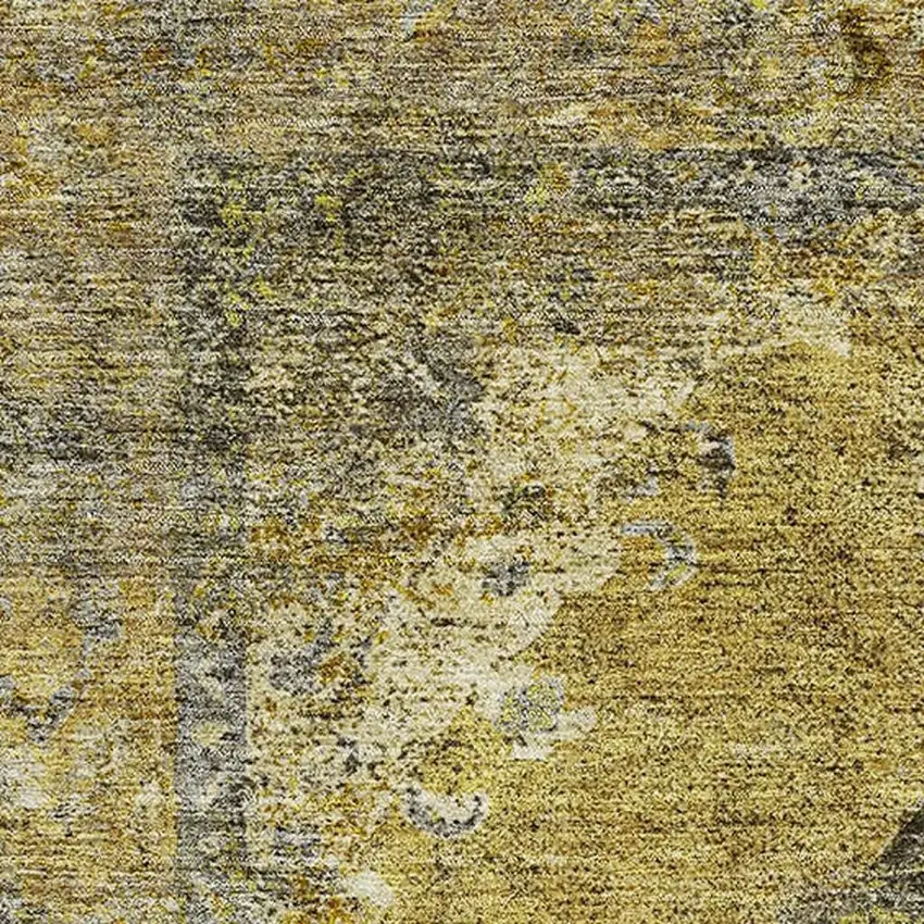 Wheat And Gray Medallion Washable Area Rug With UV Protection Photo 3