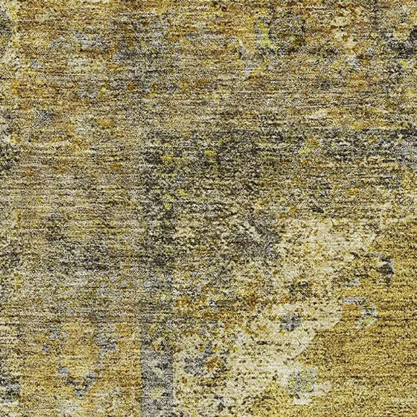 Wheat And Gray Medallion Washable Area Rug With UV Protection Photo 7