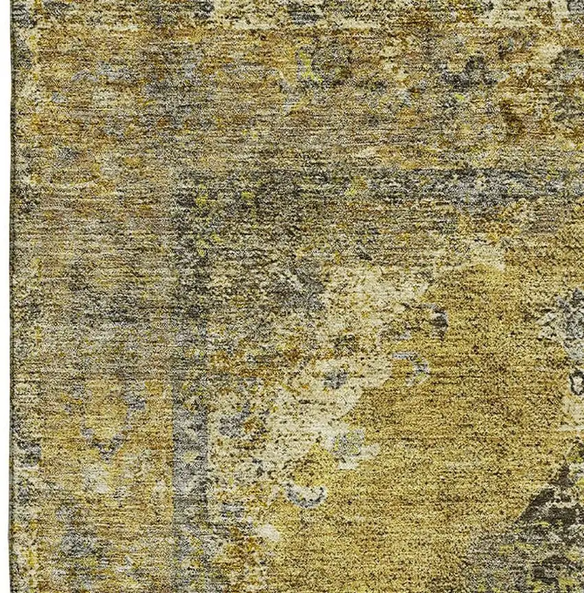Wheat And Gray Medallion Washable Area Rug With UV Protection Photo 8