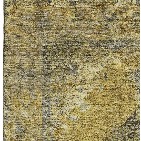 Wheat And Gray Medallion Washable Area Rug With UV Protection Photo 8