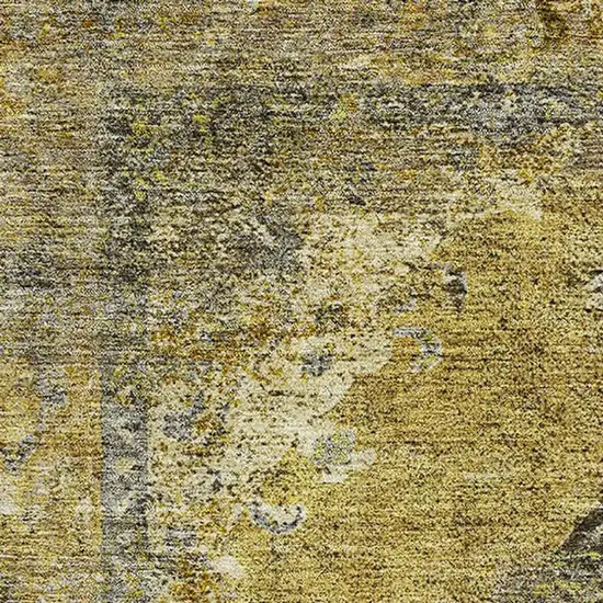 Wheat And Gray Medallion Washable Area Rug With UV Protection Photo 3