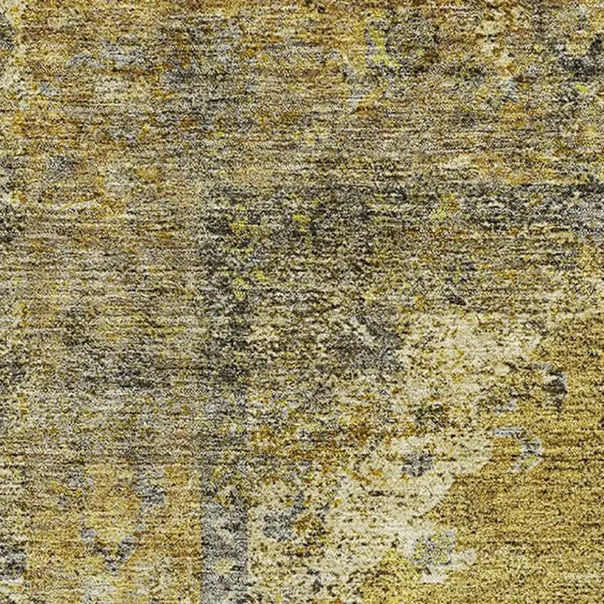 Wheat And Gray Medallion Washable Area Rug With UV Protection Photo 7