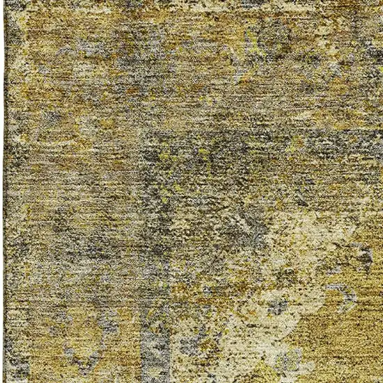 Wheat And Gray Medallion Washable Area Rug With UV Protection Photo 6