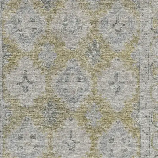 Wheat And Gray Oriental Washable Area Rug With UV Protection Photo 2