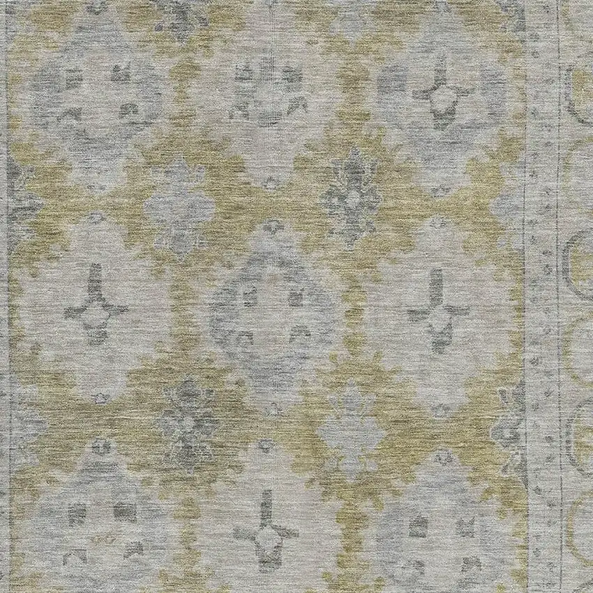 Wheat And Gray Oriental Washable Area Rug With UV Protection Photo 2