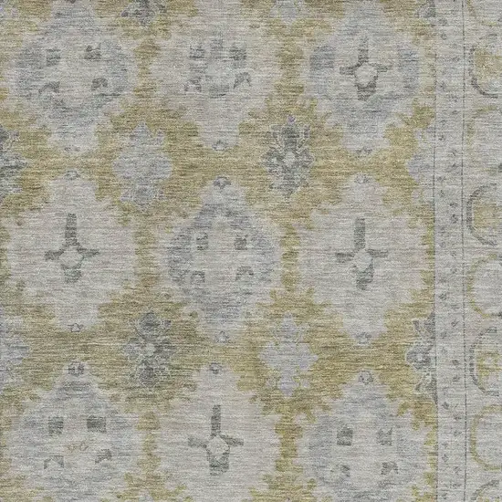 Wheat And Gray Oriental Washable Area Rug With UV Protection Photo 2