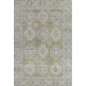 Photo of Wheat And Gray Oriental Washable Area Rug With UV Protection