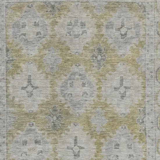 Wheat And Gray Oriental Washable Area Rug With UV Protection Photo 2