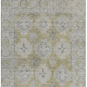 Photo of Wheat And Gray Oriental Washable Area Rug With UV Protection