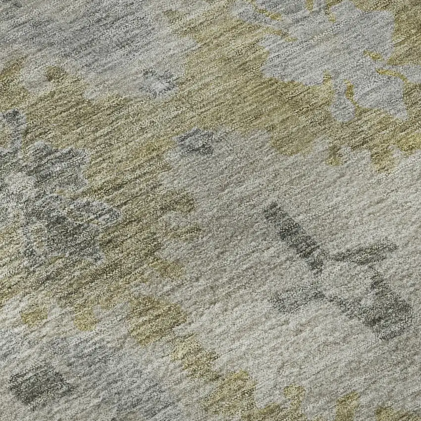 Wheat And Gray Oriental Washable Area Rug With UV Protection Photo 9