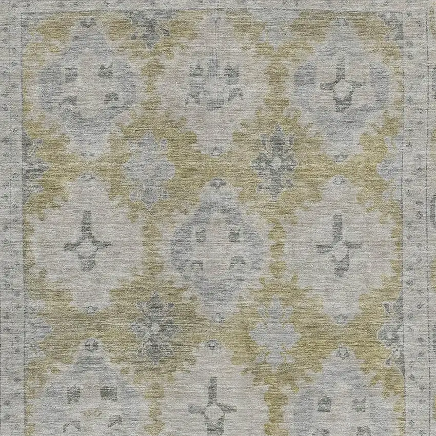 Wheat And Gray Oriental Washable Area Rug With UV Protection Photo 3