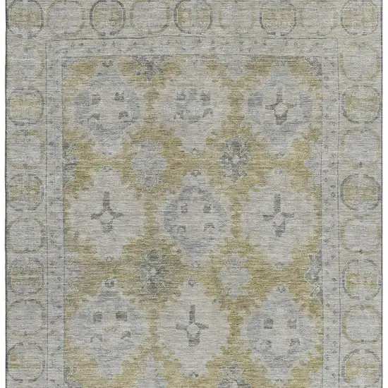 Wheat And Gray Oriental Washable Area Rug With UV Protection Photo 3