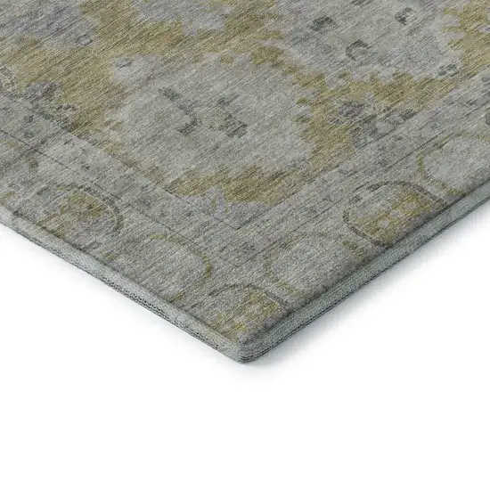 Wheat And Gray Oriental Washable Area Rug With UV Protection Photo 7