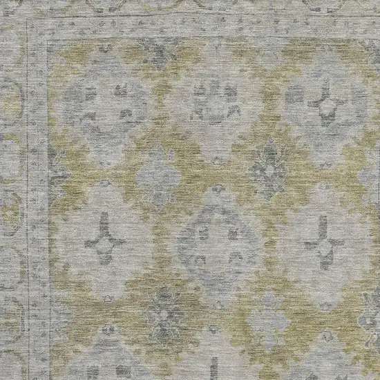 Wheat And Gray Oriental Washable Area Rug With UV Protection Photo 2