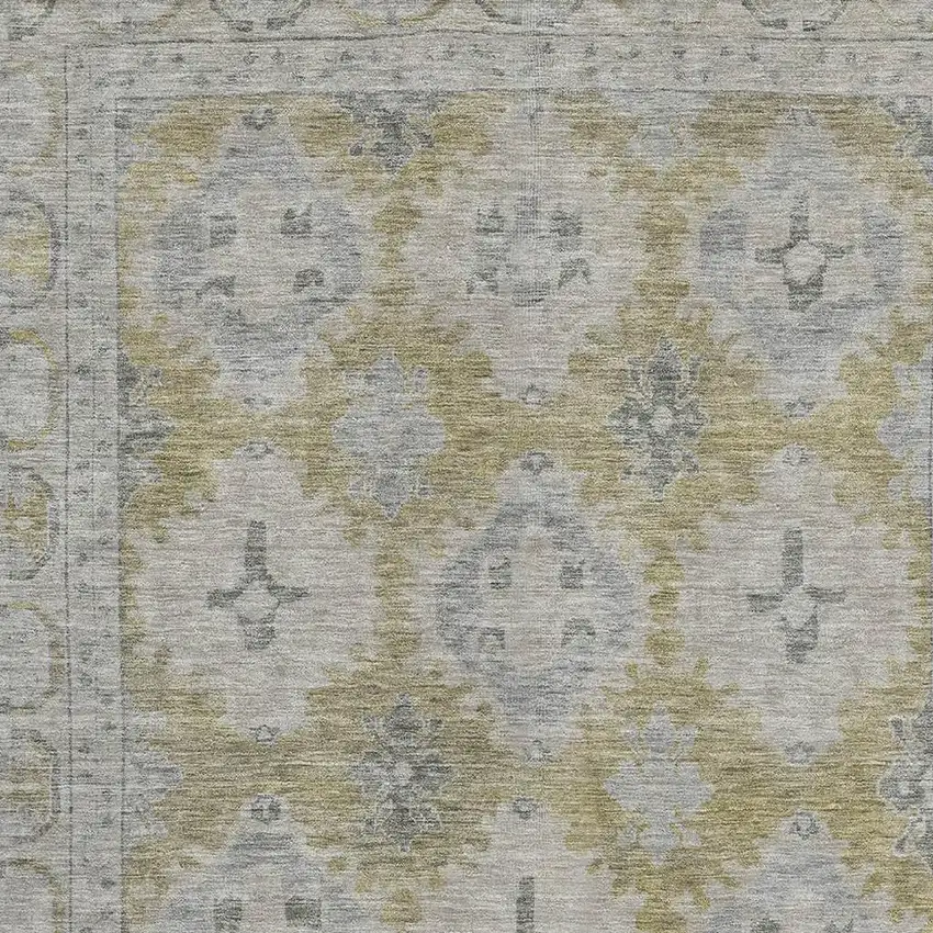 Wheat And Gray Oriental Washable Area Rug With UV Protection Photo 2
